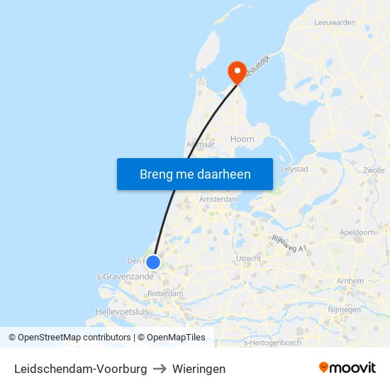 Leidschendam-Voorburg to Wieringen map