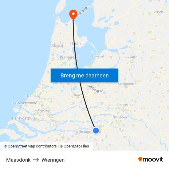 Maasdonk to Wieringen map