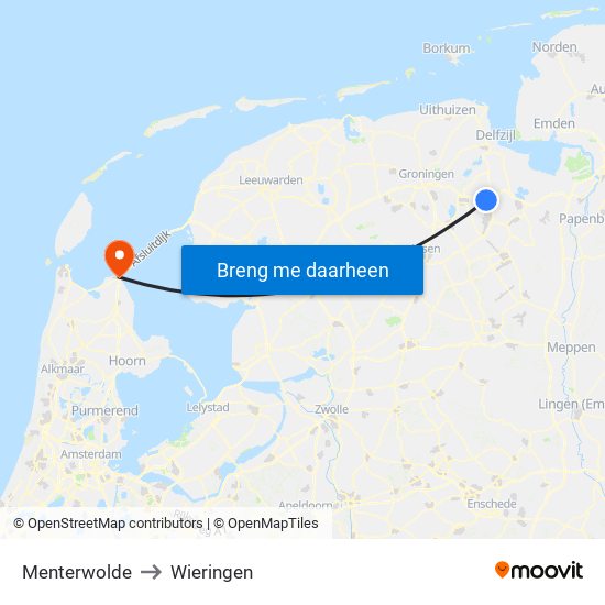 Menterwolde to Wieringen map