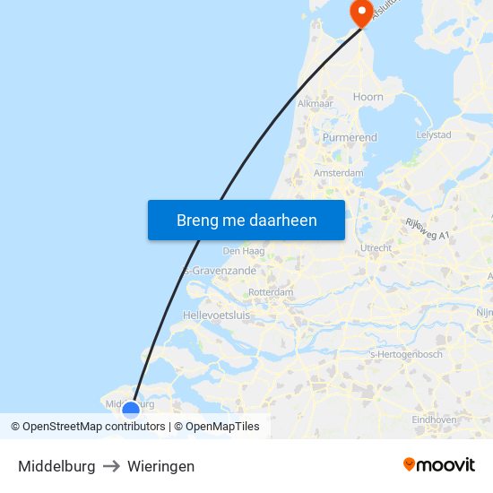 Middelburg to Wieringen map