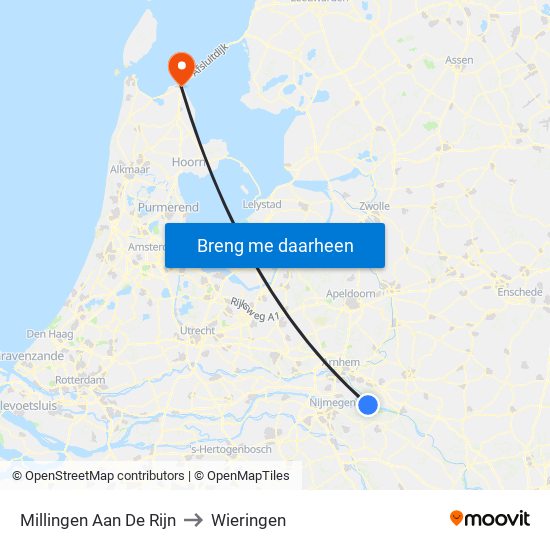 Millingen Aan De Rijn to Wieringen map