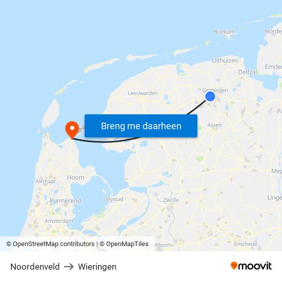 Noordenveld to Wieringen map