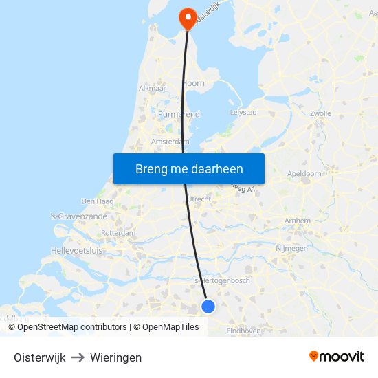 Oisterwijk to Wieringen map