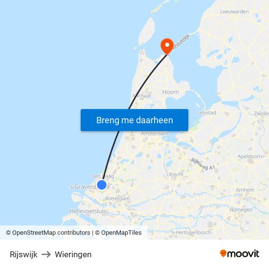 Rijswijk to Wieringen map