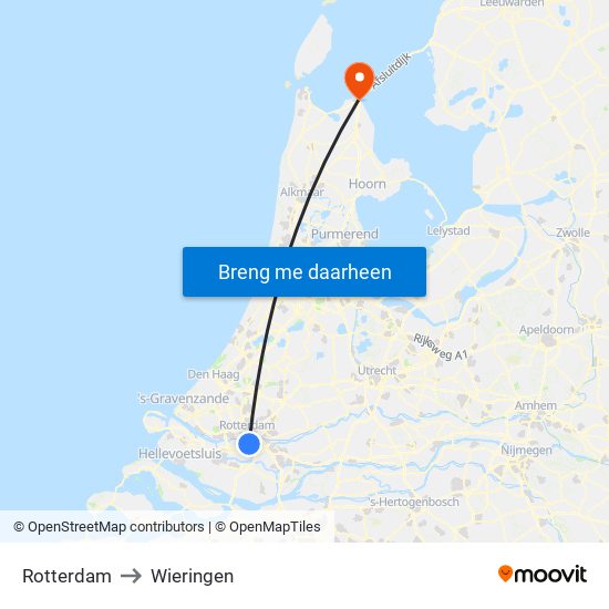Rotterdam to Wieringen map