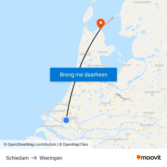 Schiedam to Wieringen map