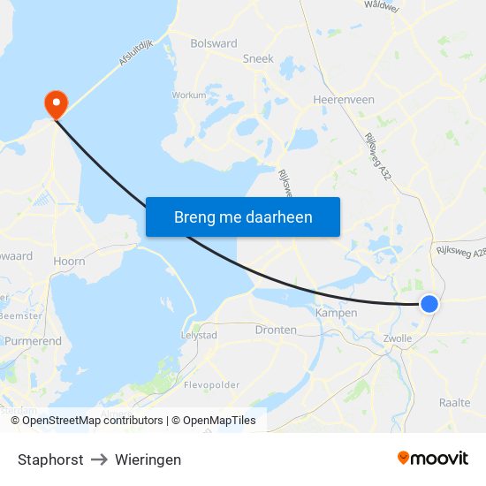 Staphorst to Wieringen map