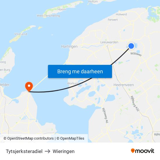 Tytsjerksteradiel to Wieringen map