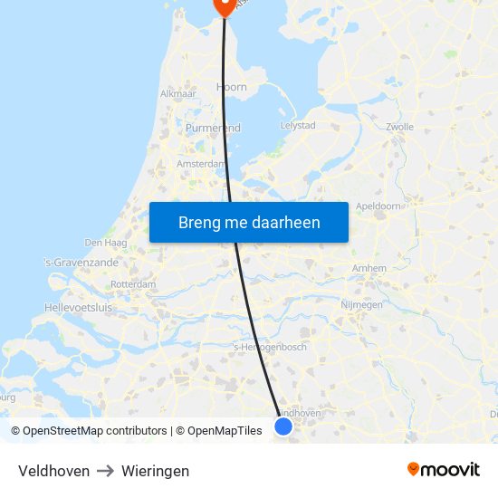 Veldhoven to Wieringen map