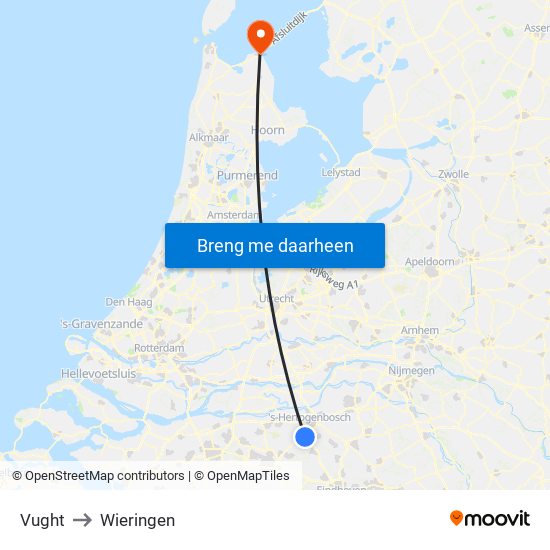 Vught to Wieringen map