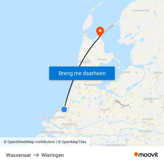 Wassenaar to Wieringen map