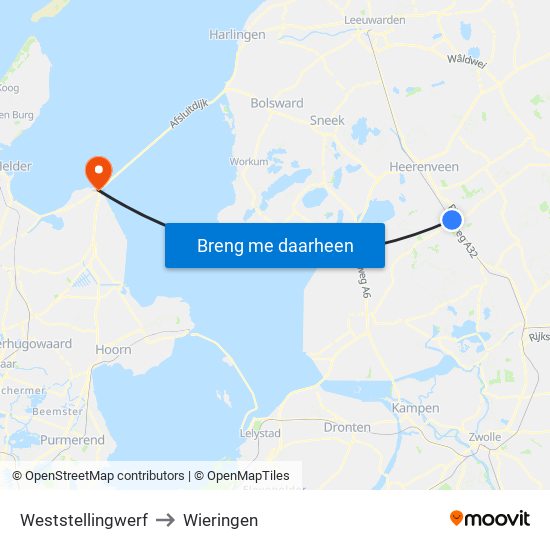 Weststellingwerf to Wieringen map