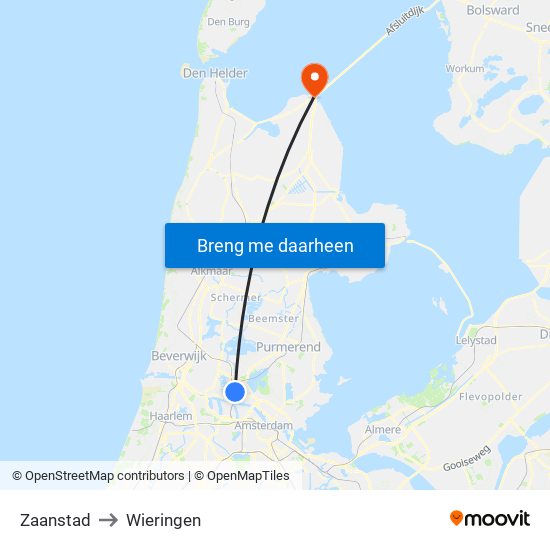 Zaanstad to Wieringen map