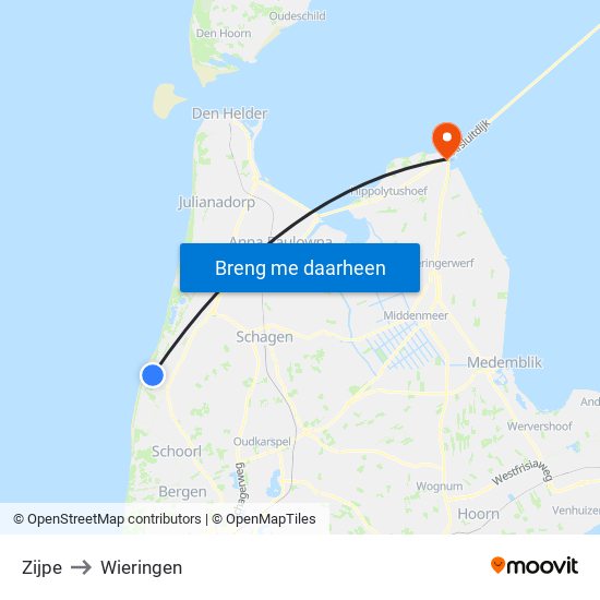 Zijpe to Wieringen map