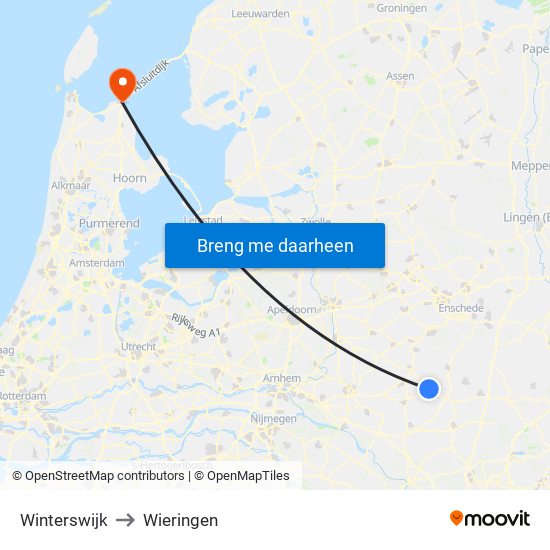 Winterswijk to Wieringen map