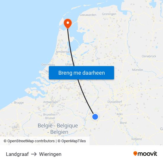 Landgraaf to Wieringen map