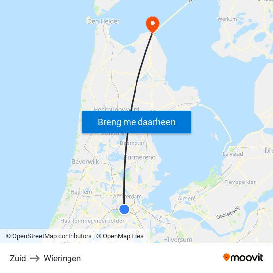 Zuid to Wieringen map