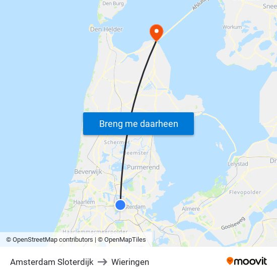 Amsterdam Sloterdijk to Wieringen map