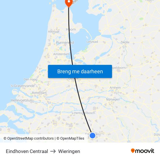 Eindhoven Centraal to Wieringen map