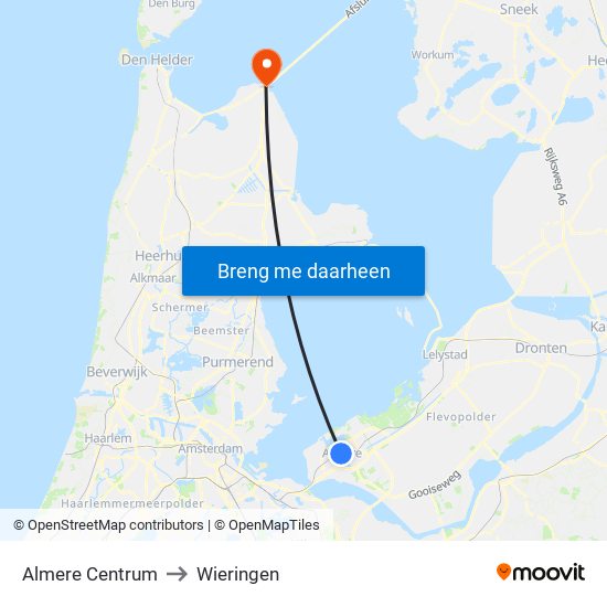 Almere Centrum to Wieringen map