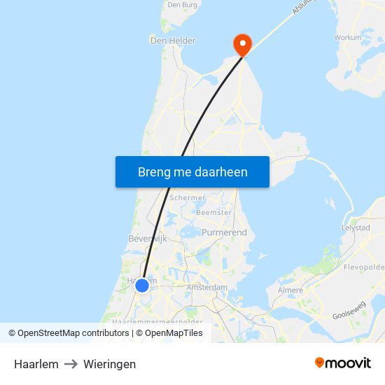 Haarlem to Wieringen map
