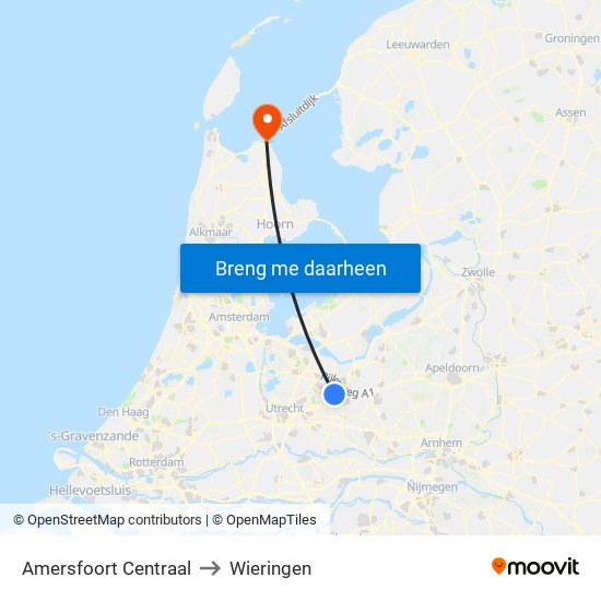 Amersfoort Centraal to Wieringen map