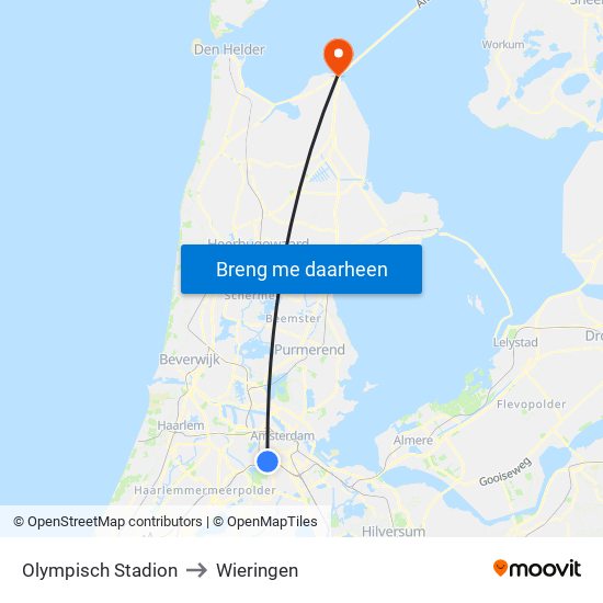 Olympisch Stadion to Wieringen map