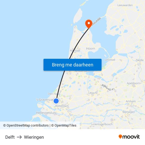 Delft to Wieringen map