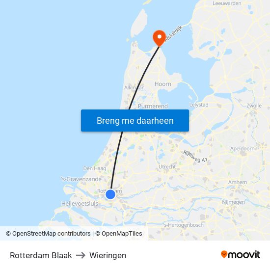 Rotterdam Blaak to Wieringen map