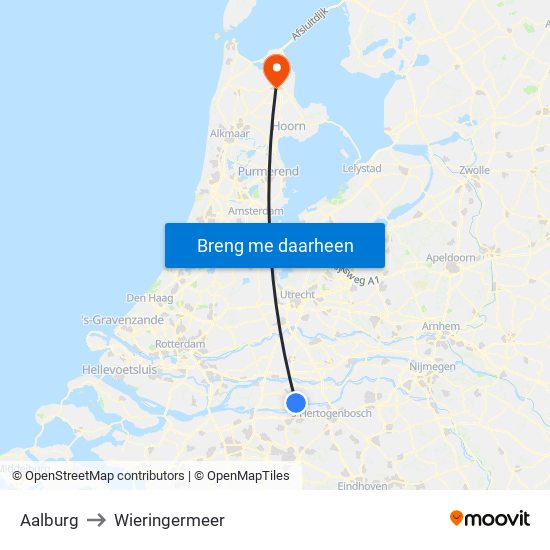 Aalburg to Wieringermeer map