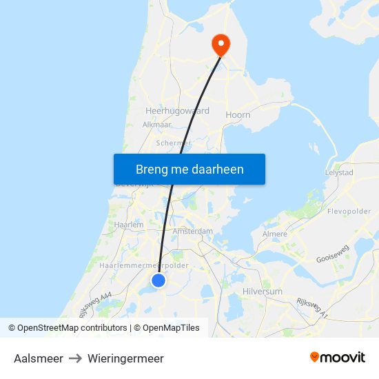Aalsmeer to Wieringermeer map