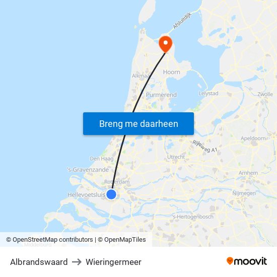 Albrandswaard to Wieringermeer map