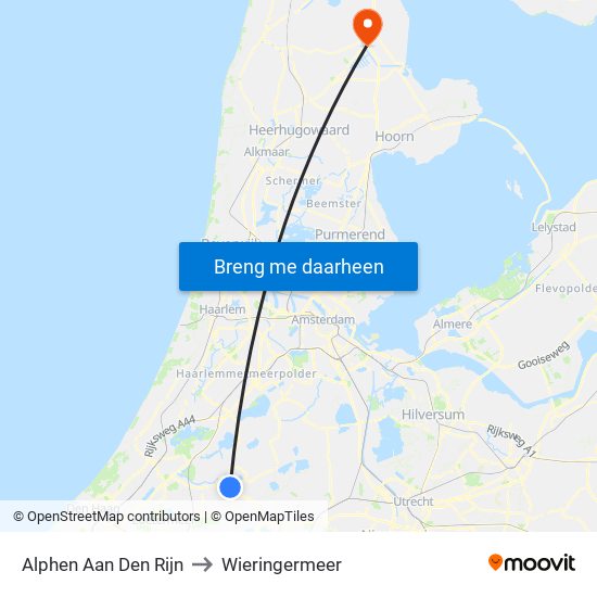 Alphen Aan Den Rijn to Wieringermeer map