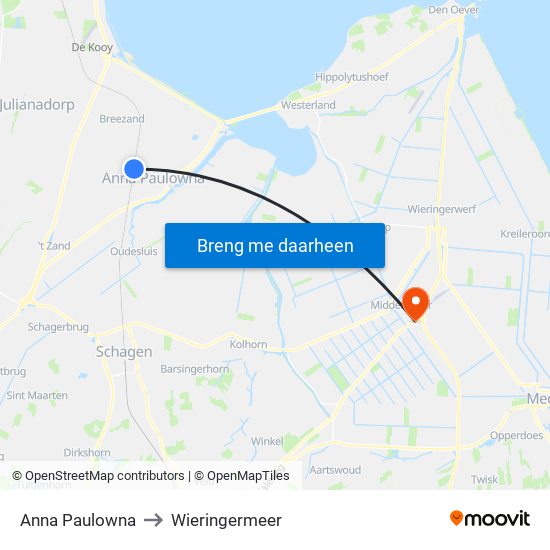 Anna Paulowna to Wieringermeer map