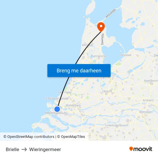 Brielle to Wieringermeer map