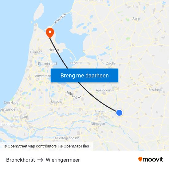 Bronckhorst to Wieringermeer map