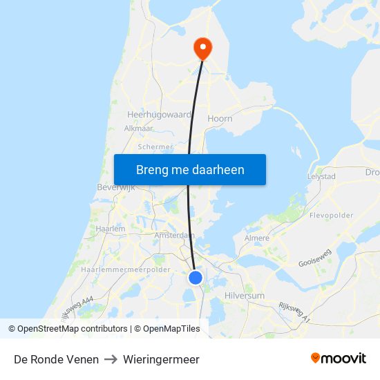 De Ronde Venen to Wieringermeer map