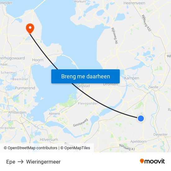 Epe to Wieringermeer map