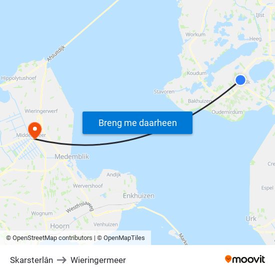 Skarsterlân to Wieringermeer map