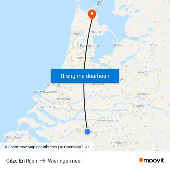 Gilze En Rijen to Wieringermeer map