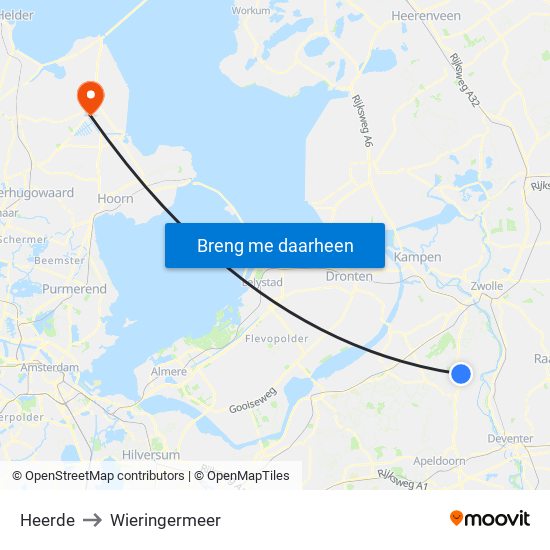 Heerde to Wieringermeer map
