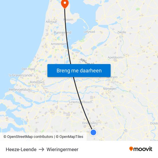 Heeze-Leende to Wieringermeer map