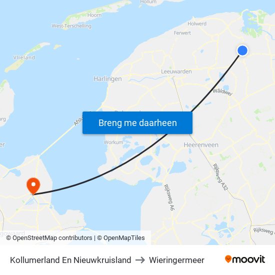Kollumerland En Nieuwkruisland to Wieringermeer map