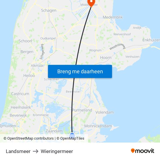 Landsmeer to Wieringermeer map