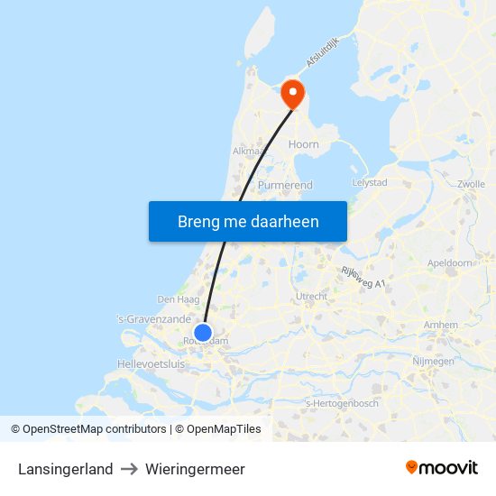 Lansingerland to Wieringermeer map