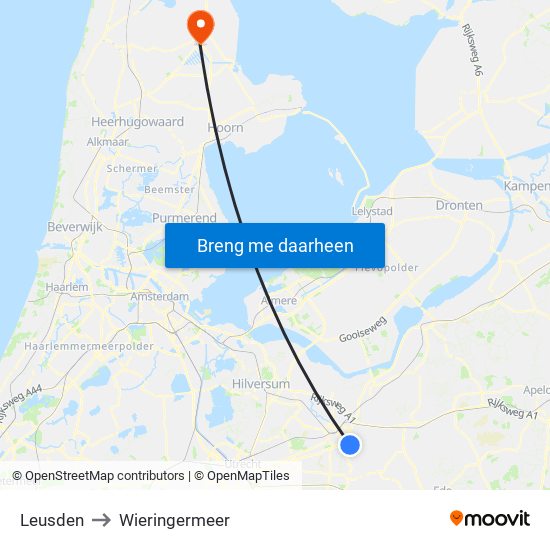 Leusden to Wieringermeer map