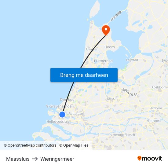 Maassluis to Wieringermeer map