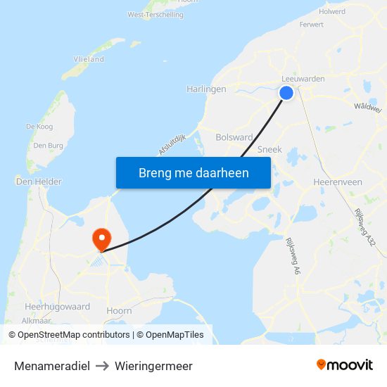 Menameradiel to Wieringermeer map
