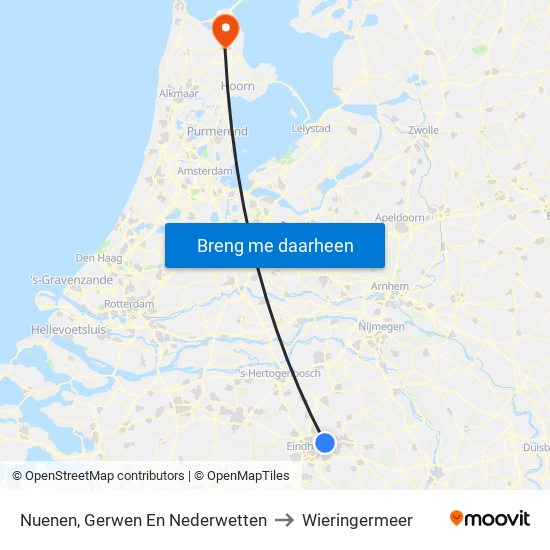 Nuenen, Gerwen En Nederwetten to Wieringermeer map