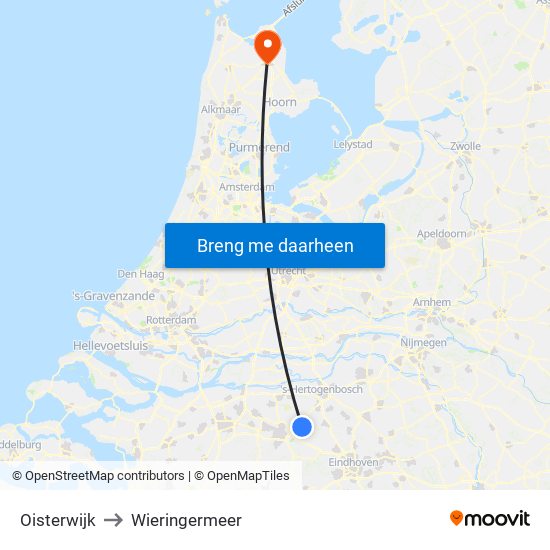 Oisterwijk to Wieringermeer map